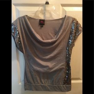 Sequin cowl T-shirt